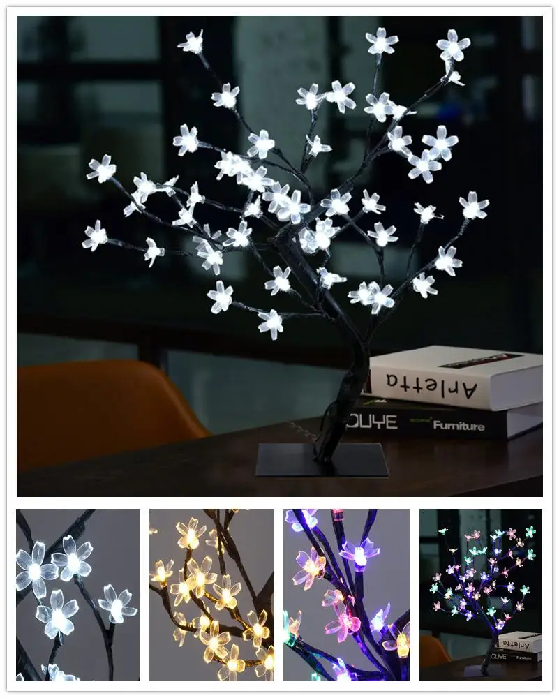 

HobbyLane 48 LED study desk Decoration lamp Simulate Potted Sakura Tree Light Night Lamp Home Festival Wedding Decoration