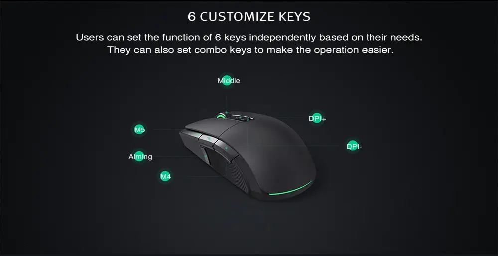 Xiaomi Wired Wireless Gaming Mous e RGB Color Lights 7200DPI Programmable 6 Programmable Keys (0-9)