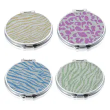 Portable Mini Makeup Mirror Compact Pocket Mirror Double-Sided Folding Cosmetic Mirror Female Gifts With flowing sparkling sand engrave letters free bling crystal mini beauty pocket mirror makeup compact mirror pearl sunflower stainless steel wedding gifts
