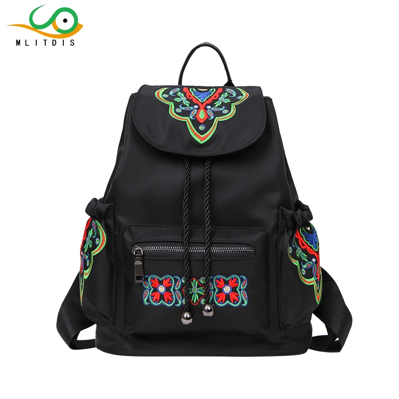 MLITDIS Flower Embroidery Backpack Women For School Large Bucket