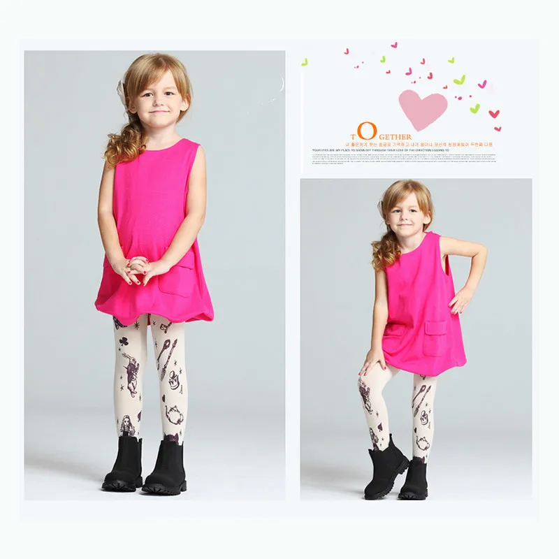 

New 2018 spring children girl tights stockings multicolor musical instrument pattern print kids pantyhose