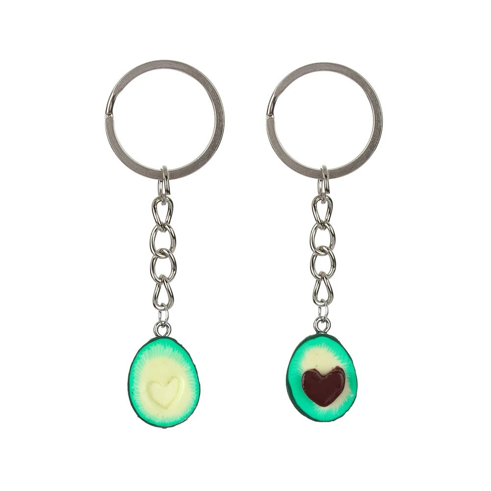 

1Pc New Heart Asymmetric Avocado Keyring Couples Cute Green Avocado Friendship Keychain Handmade Birthday Gift Trinket Chaveiro