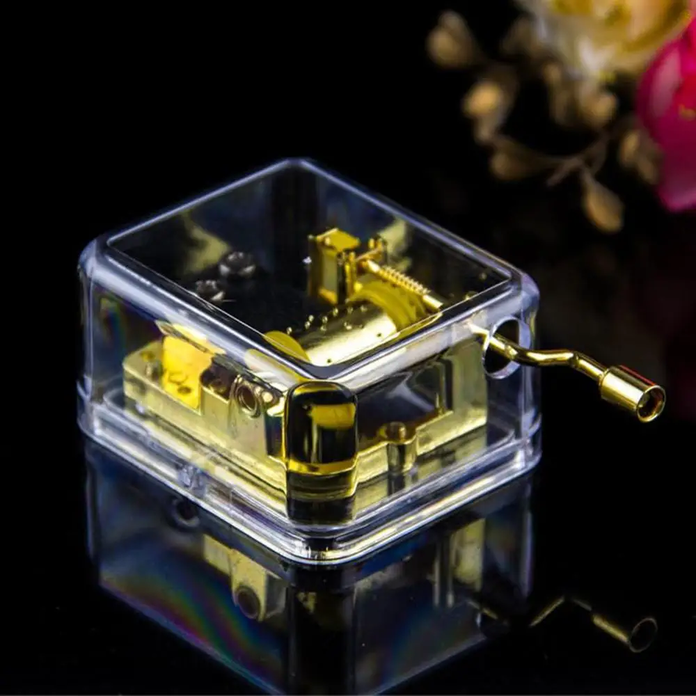 

New 5 Acrylic Clear Hand Cranked Musical Mechanism Music Box Castle In The Sky/Canon/Spirited Away Kids Early Education Gifts
