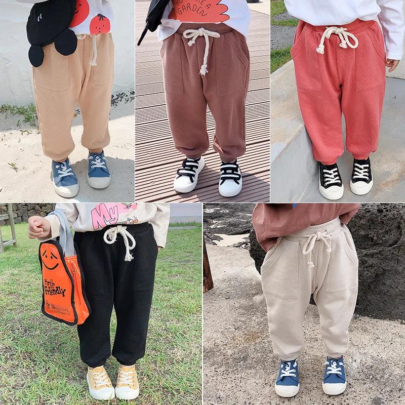 

Spring Autumn cotton kids 6 colors casual sports pants boys girls soft all-match school jogger pants
