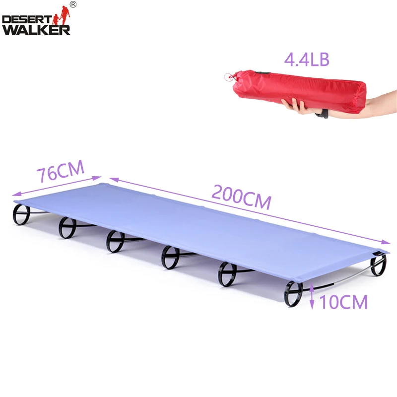 

4.4LB 76*200CM Ultralight Cot Camping Purple Color Perfect Moistureproof Durable Military Folding Camping Bed Height 100MM