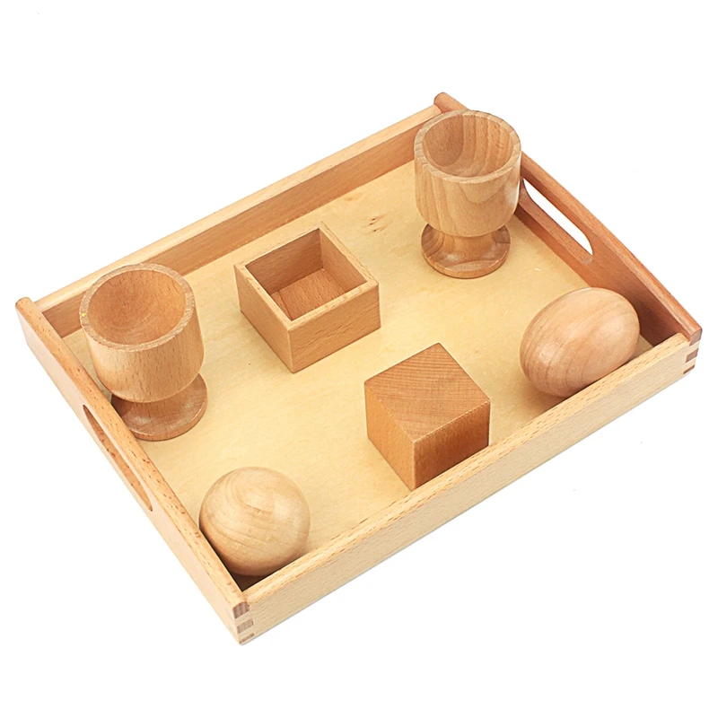 Juguete Montessori 3D para bebé, bola de huevo de ejercicio con cubo de taza con caja de madera, juguetes de educación temprana para preescolar, 2-4