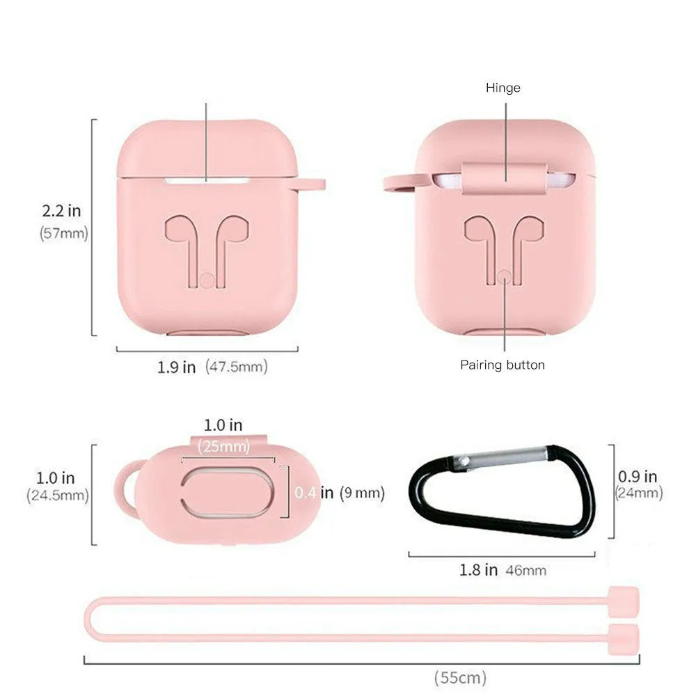 CARPRIE чехол для AirPods силиконовый кожи с карабином + анти потерянный ремешок