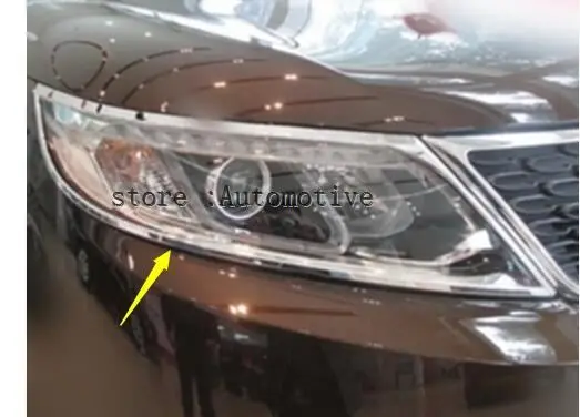 Chrome front head lamp light cover Trims 2PCS For Kia Sorento 2010 2011 2012 2013 2014 | Автомобили и мотоциклы