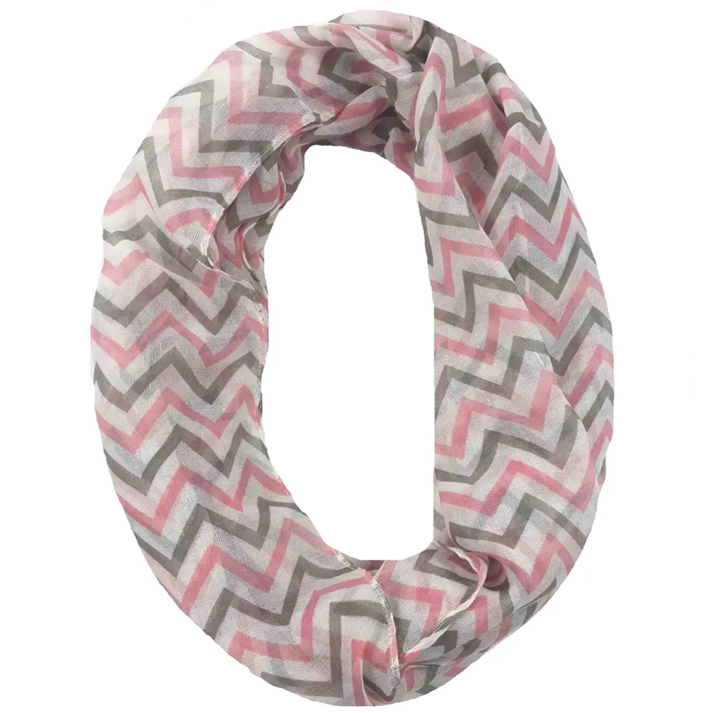 Модные нашивка-Волна печати круг женщин обувь для девочек Дети шарф трубки петлеобразный шарфы женщин - Цвет: grey and pink