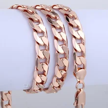 10mm Mens Boys Cadena Cut Curb Cubana Enlace Rose Oro Amarillo Lleno GF Collar Personalizado 18-36 “Regalo de La Joyería al por mayor LGN392