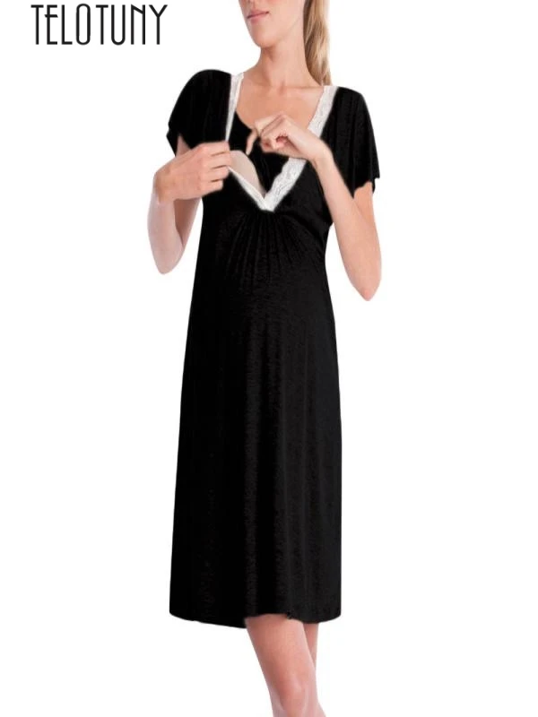 Платья TELOTUNY для беременных; Платье для кормящих женщин; кружевное платье для беременных; Повседневная для кормления ребенка; Пижама для беременных; платье; 0829
