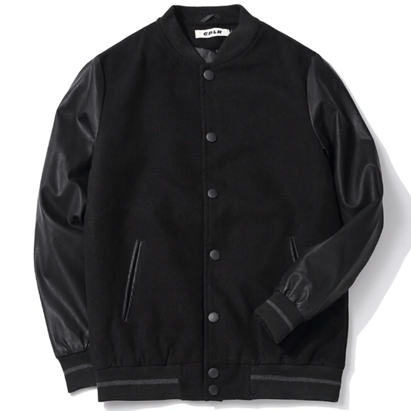 Мужская кожаная куртка с коротким рукавом размеры до 6XL|baseball jacket leather sleeves|jacket