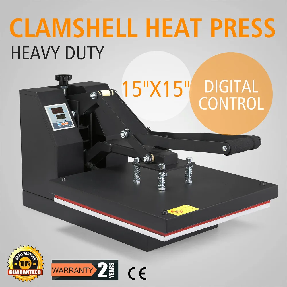 

15" x 15" Digital Clamshell Heat Press Transfer T-Shirt Sublimation Machine CE Digital Timer Temperature Controller