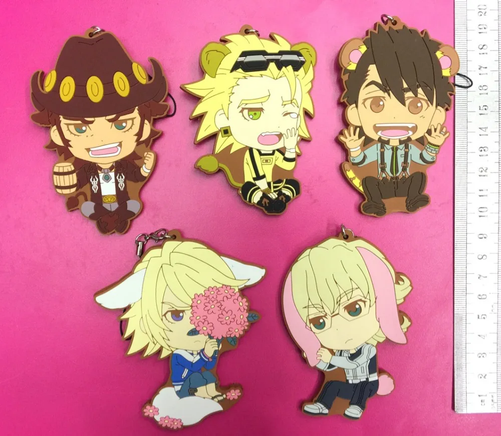 

5pcs/lot TIGER&BUNNY Original Japanese anime figure rubber Silicone sweet smell mobile phone charms/key chain/strap 1024