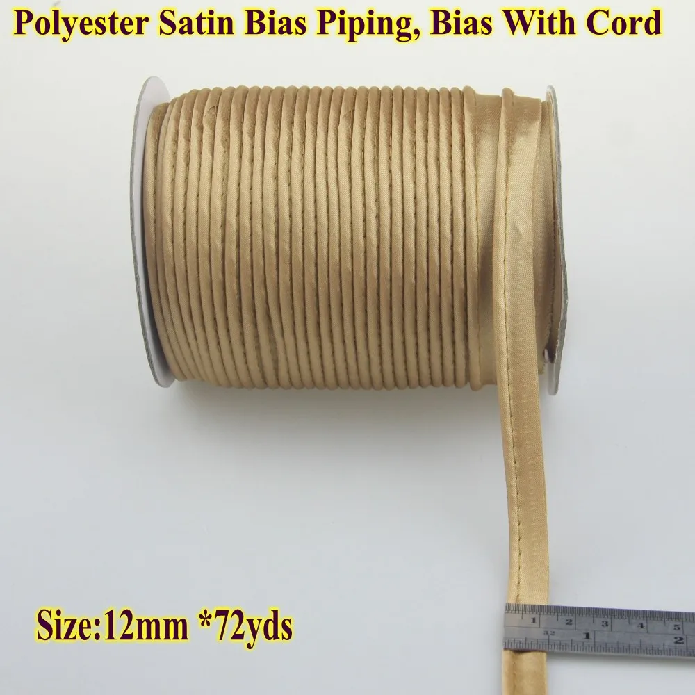 

Free Shipping Polyester Bias cord tape, Piping tape,DIY bias Tape with cord,size:12mm,72yds cotton cord diamater 3mm.color beige