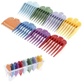 

3/6/10/13/16/19/22/25mm Guide Comb Set Rainbow Color Hair Trimmer Hair Clipper Spare Parts 8 Size Comb Haircut Accessories + Box