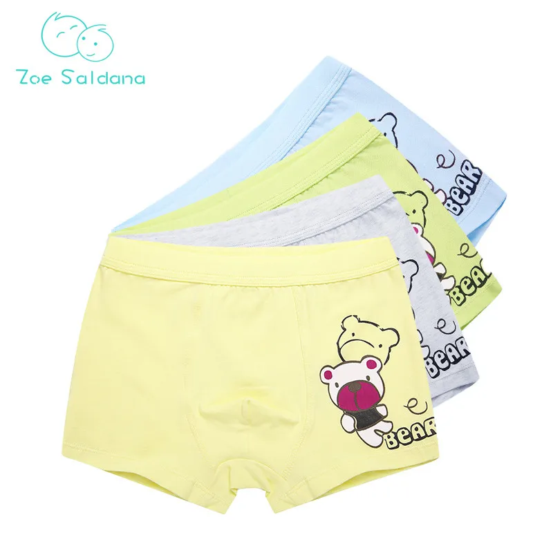 

Zoe Saldana Boy's Underwear 2018 New 4 Pcs/Lot Cartoon Bear Pattern Boxer Children Panties Cotton Baby Boy Soft Short Underpants