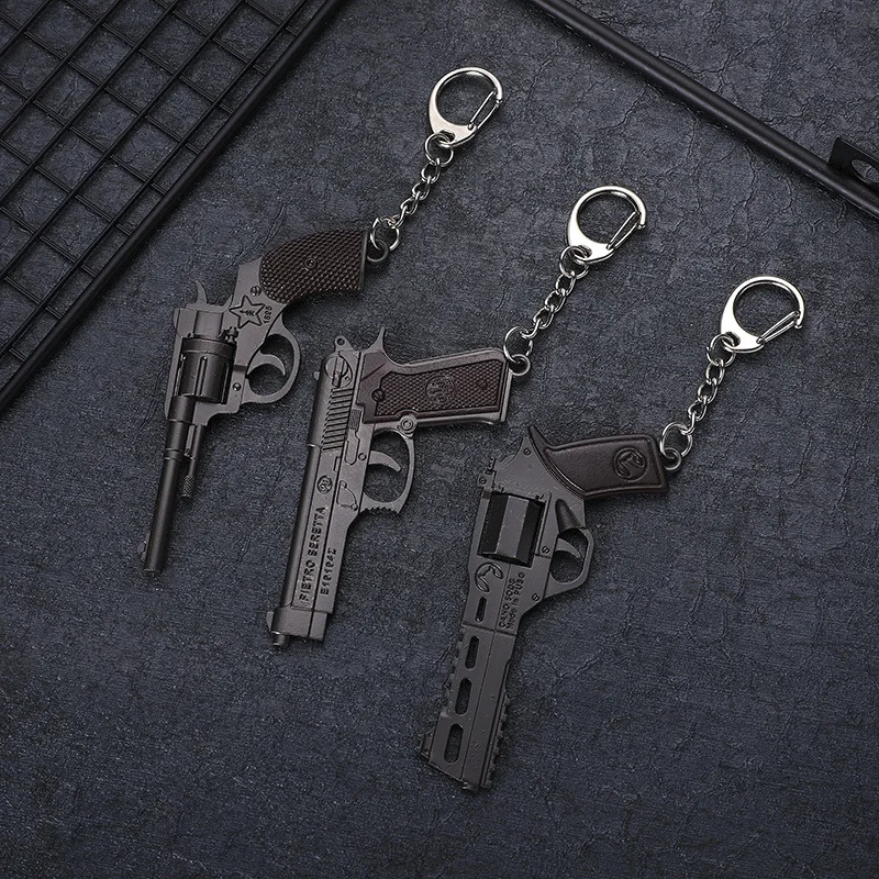 PUBG P92 Red Signal Pistol Revolver Keychain Metal Key Chain Keyring Playerunknown's Battlegrounds Weapons Car Pendant Key Gifts