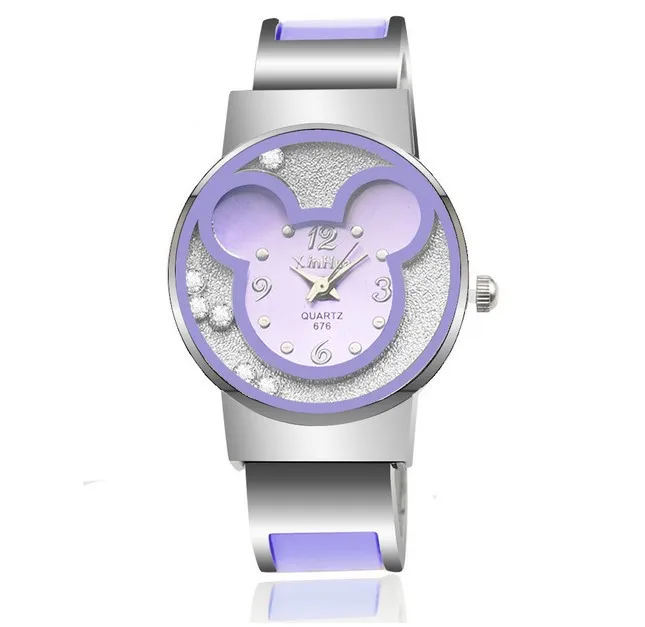 New Fashion Mickey Bracelet Watches Women Dress Analog Girl Cute Rolling Rhinestone Wristwatches 2019 Ladies Casual Quartz Watch