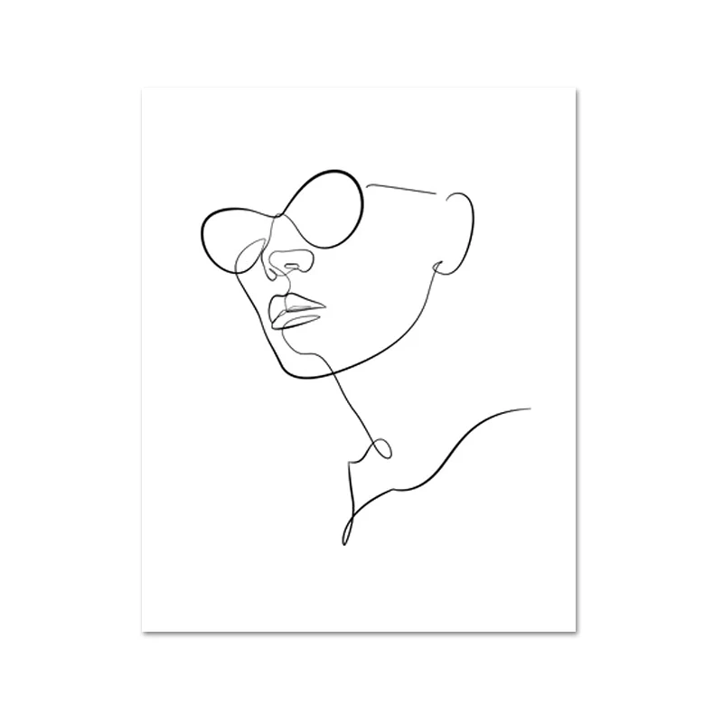 Abstract Female Face Print One Line Drawing Feminine Continuous Lines Minimalist Artwork Modern Wall Art Picture for Living Room - Цвет: L506-4