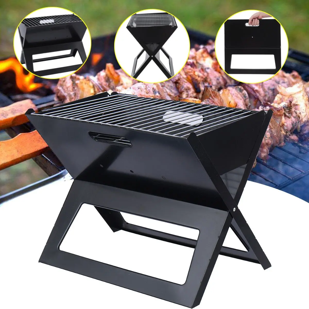 

Folding Charcoal Barbecue BBQ Grill Net Outdoor Portable Camping Bars Picnic Cooker Tools Kitchen Accessories BBQ Tools Kit