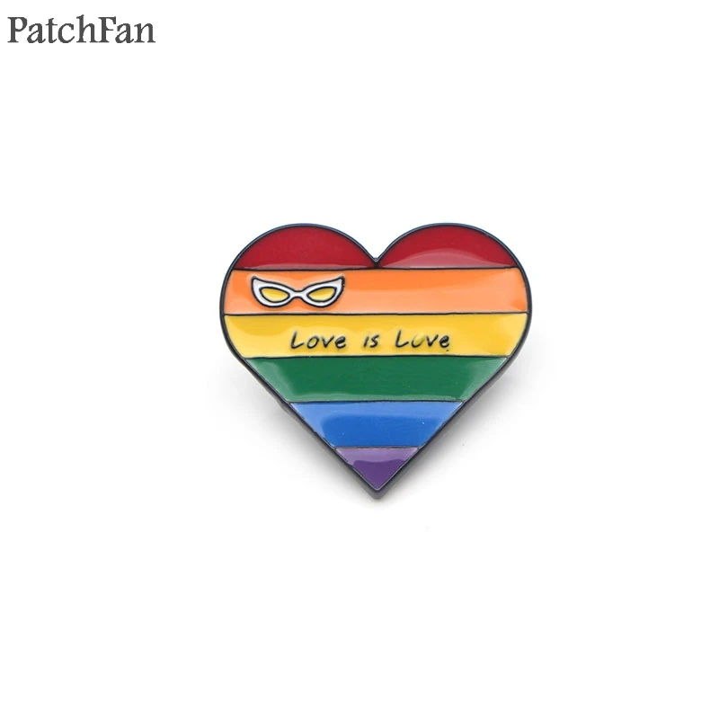Patchfan love is love Радуга гомосексуальность галстук булавки броши для рюкзака, одежды для мужчин и женщин шляпа Декоративные значки медали A1313