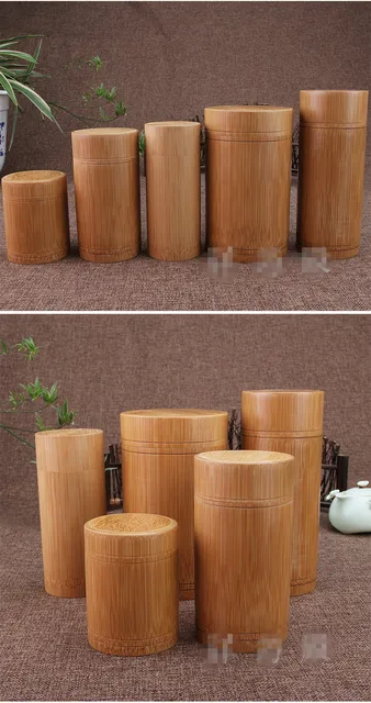 Vintage Bamboo Tea Box Storage Box Tea Canister Boxes Tea Jar Caddy Seal Storage Bottle Case Handmade Organizer Spice Jar 6