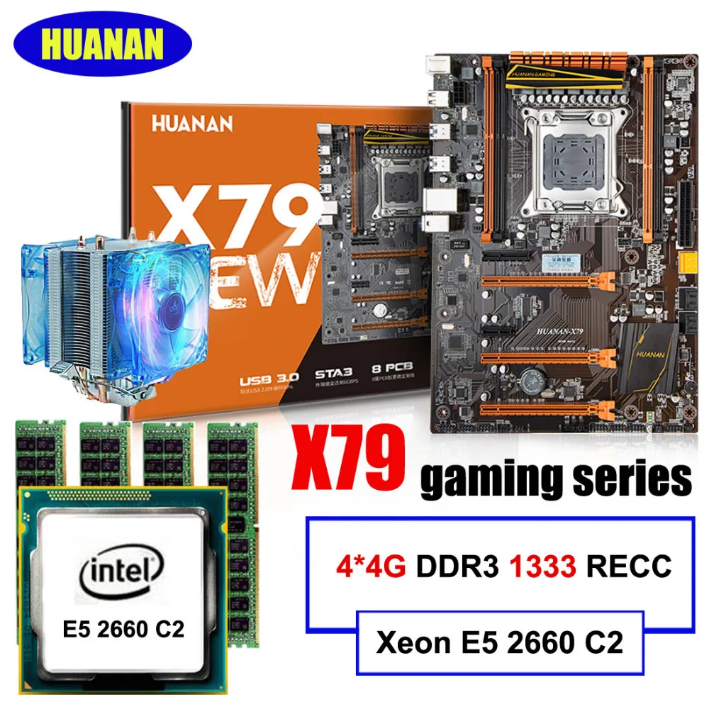 New arrival HUANAN deluxe X79 motherboard LGA2011 Intel Xeon E5 2660 C2 RAM 16G 4 4G