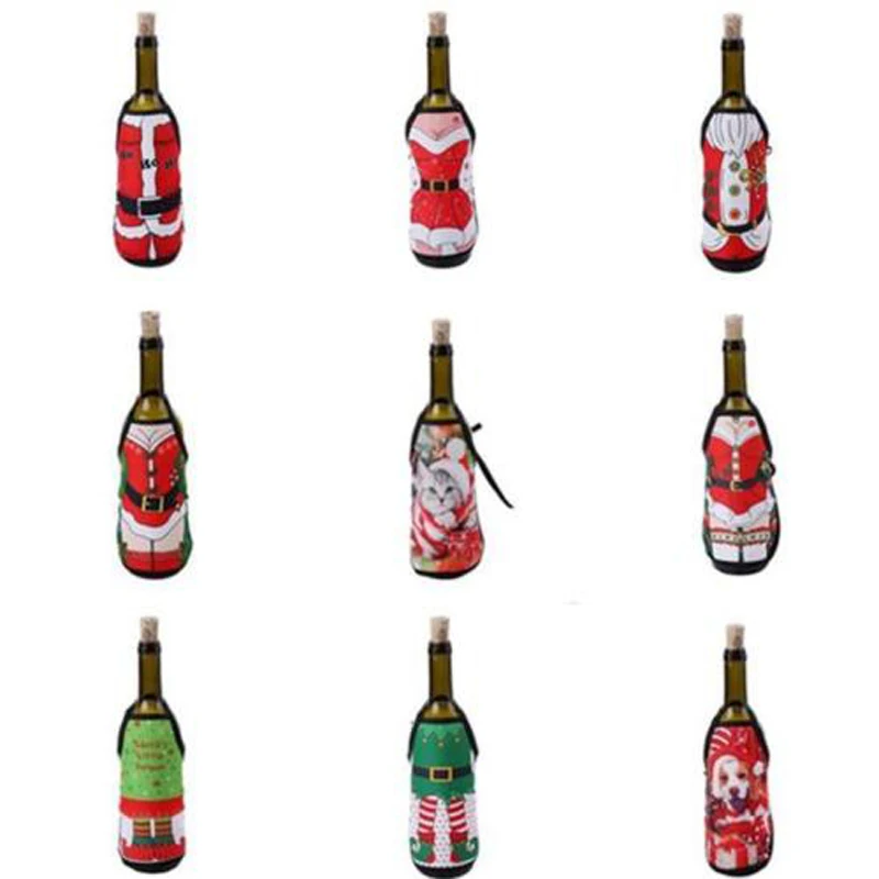DIY Christmas Santa Wine Bottle Apron Wrap Cover Xmas Dinner Party Table Decor