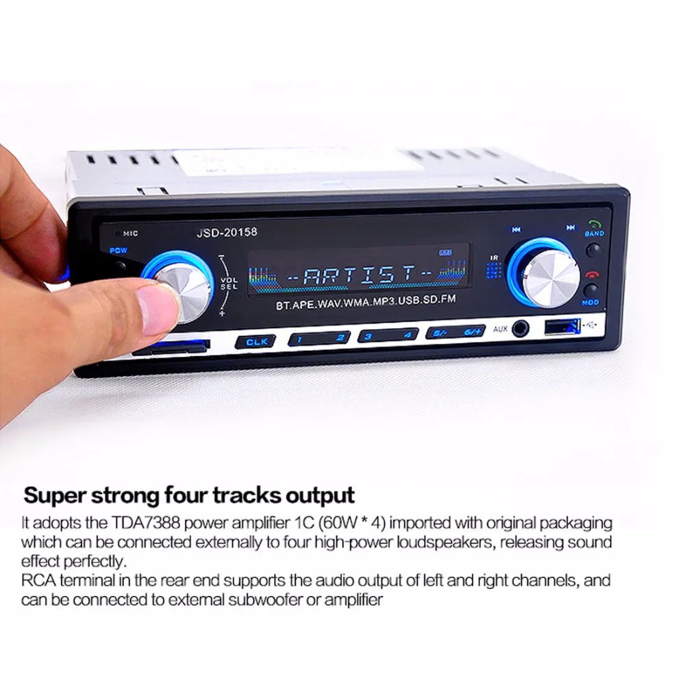 Bluetooth Black Car Stereo Audio 1 DIN In-Dash FM Radio Aux Input Receiver SD USB MP3 Player
