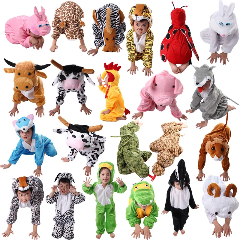 Cartoon Children Kids Animal Costume Cosplay Clothing Dinosaur Tiger Elephant Halloween Animals ...