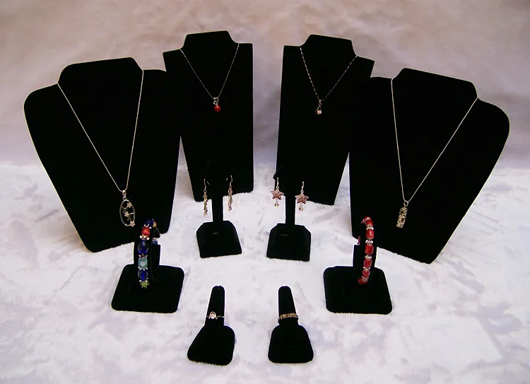 

Wholesale Black Velvet Jewelry Display Suit Jewelry Stands Kit For 2013 Fashion Show