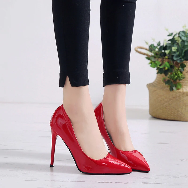 Drop Ship Woman High Heels Pumps 11cm Tacones Pointed Toe Stilettos Talon Femme Sexy Ladies Wedding Shoes Black Heels