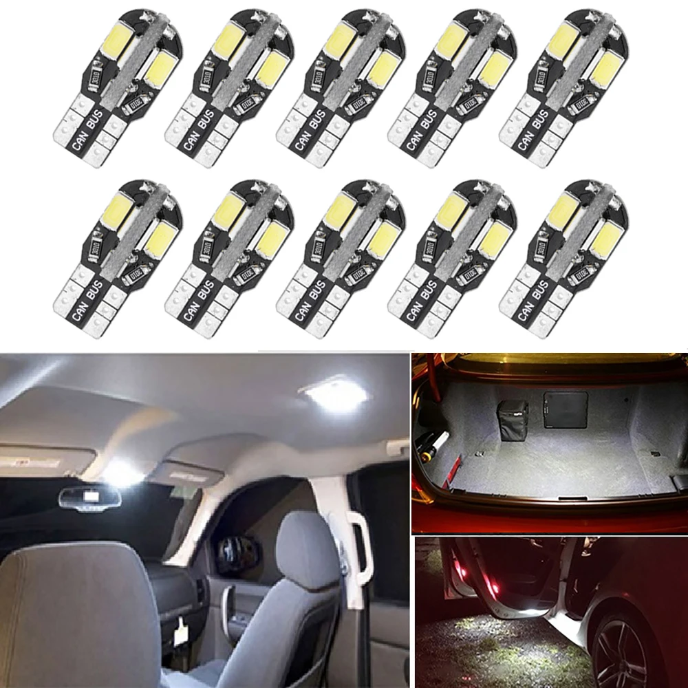 10x T10 W5W LED Canbus Bulbs Car Interior Dome Reading Lights For VW Golf 4 5 6 7 Passat B5 B6 B7 Jetta Polo 6r 9n CC Tiguan t4
