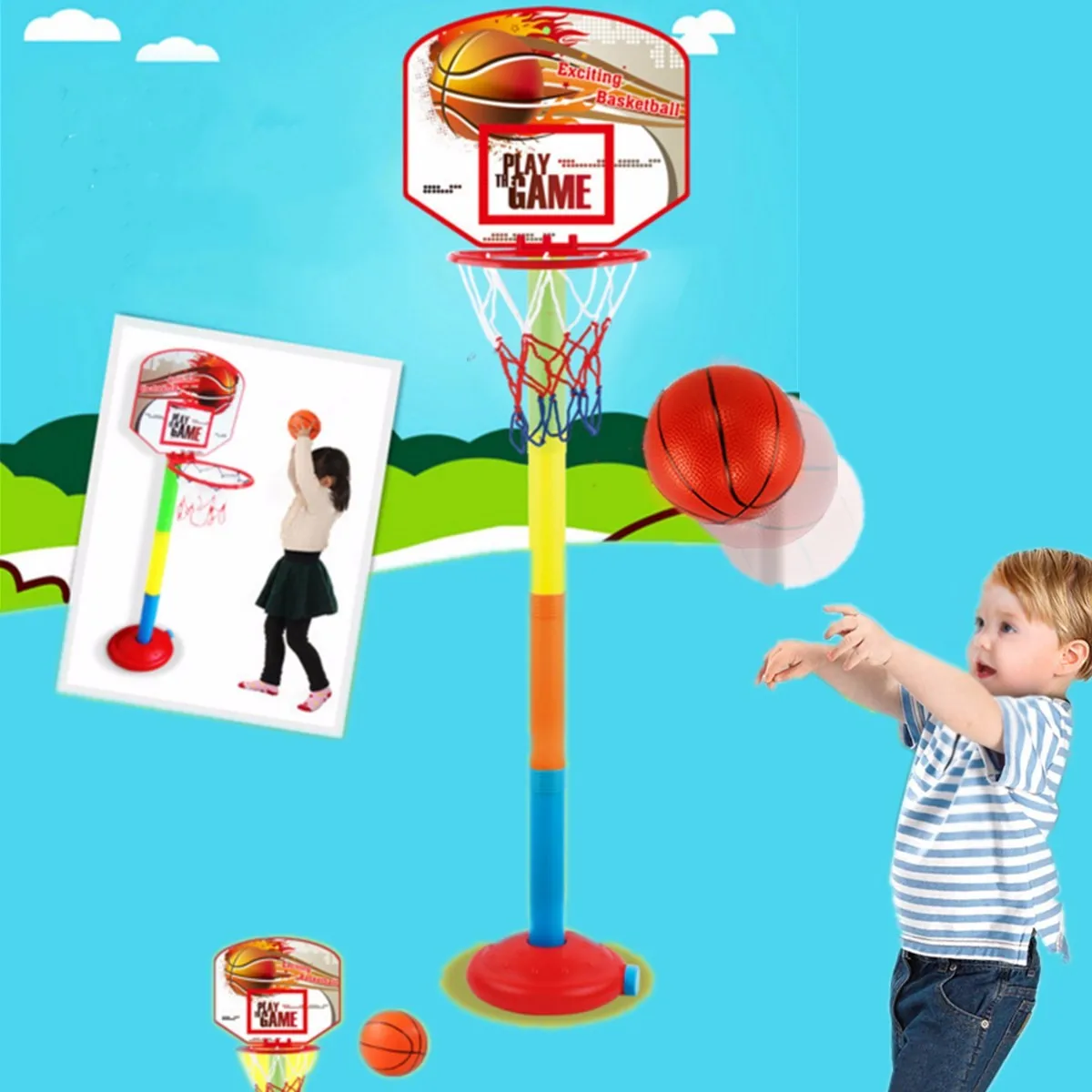 Buy 4 Sizes Adjustable Kids Basketball Backboard Stand