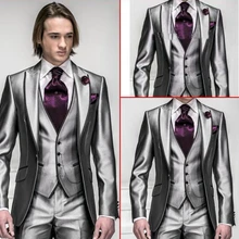 На заказ смокинги для жениха, смокинги, светильник, серый Пик, черные лацканы, Лучший человек, жених, мужские свадебные костюмы, Выпускной/форма/Жених(Jack