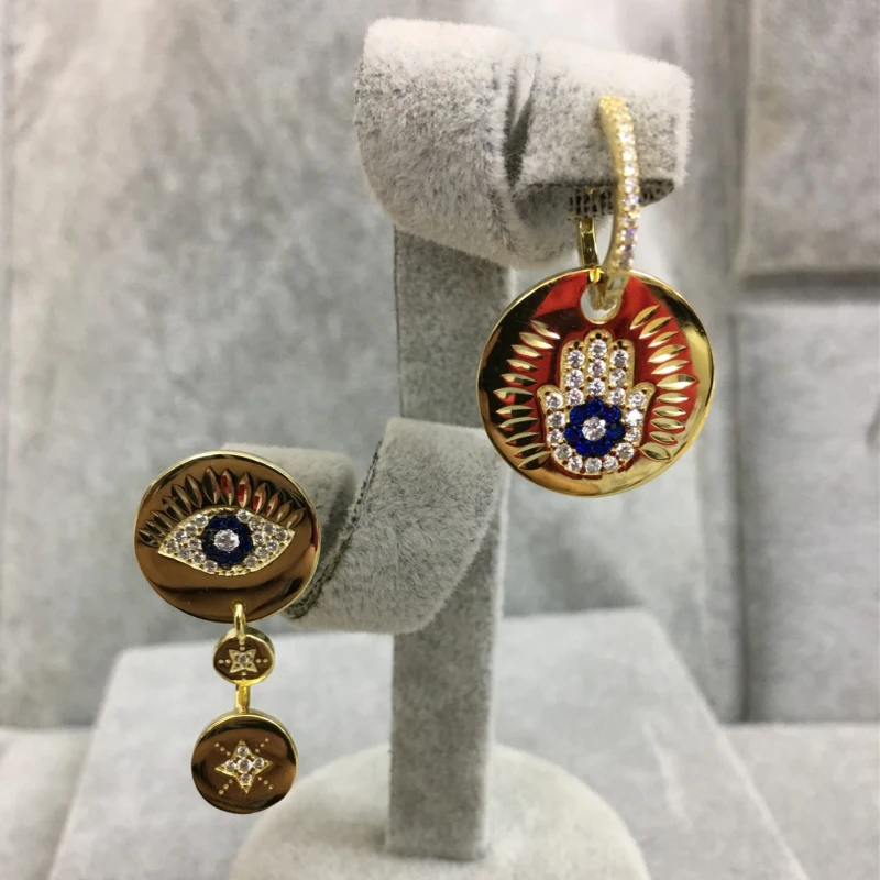 

Fits Monaco Jewelry with Ladies Jewelry Party Gift Charm 925 Sterling Silver Micro-inlaid Zircon Lucky Palm Eye Earrings