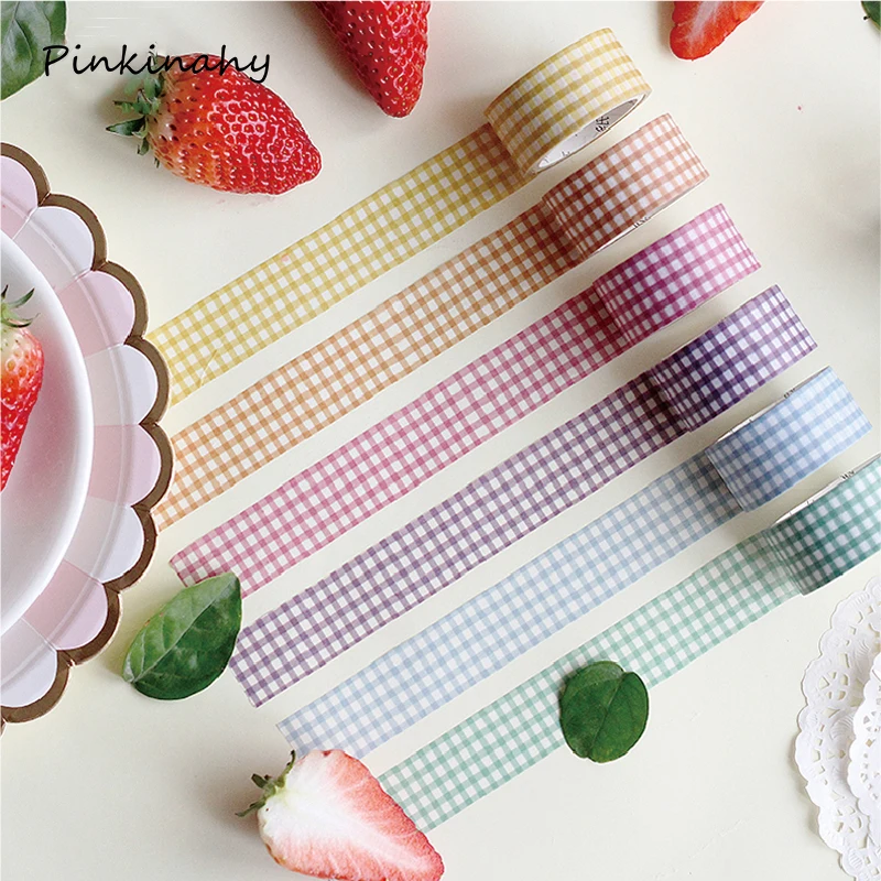 

Basic Colour Grid Washi Tape Japanese Paper DIY Planner Masking Tape Adhesive Tapes Stickers Decorative Stationery Tapes JD054