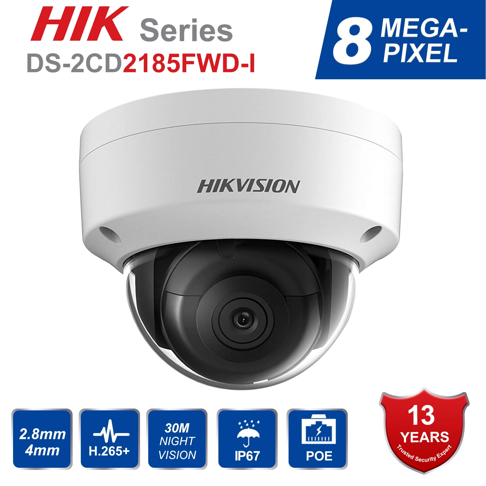 Hikvision оригинальная система видеонаблюдения 8MP камера система 8 каналов PoE NVR и 8 шт ip-камеры с питанием по PoE Купол Открытый HD комплект видеонаблюдения