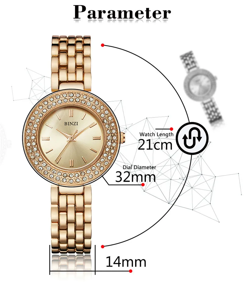 Relogio Feminino montre femme 2018 New Ladies Bracelet Watch For Women Rhinestone Gold Wrist Watch Top Brand Luxury Female Clock (4)
