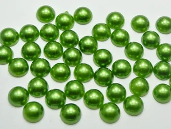 

100 Dark Green Half Pearl Bead 12mm Flat Back Scrapbook Craft