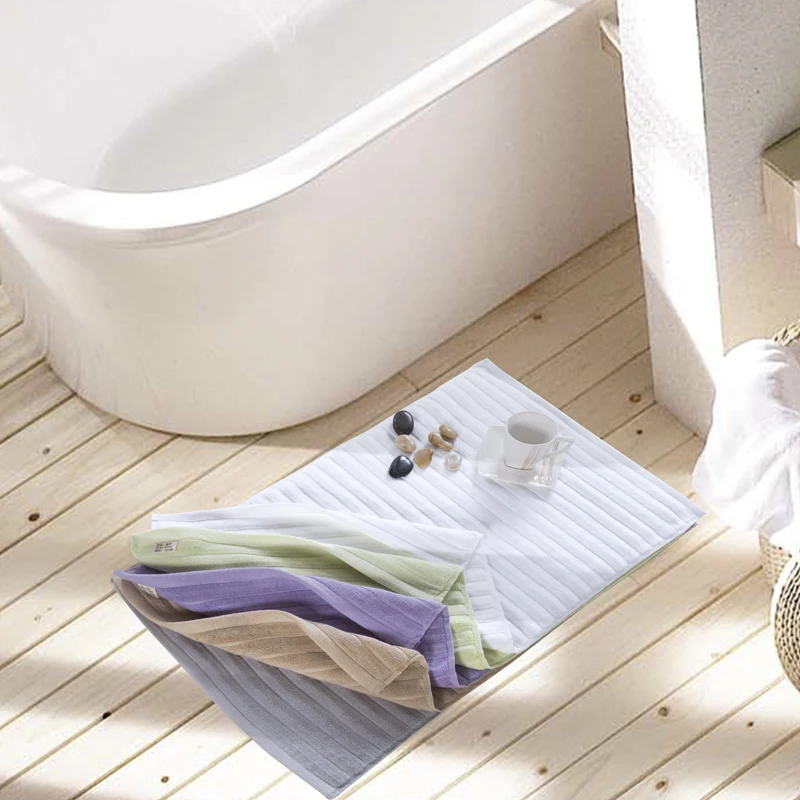 

5 star hotel 100% cotton Bath Mats Bathroom rug Horizontal Stripes Rug Non-slip carpet Doormat Carpet cotton Super Absorbent