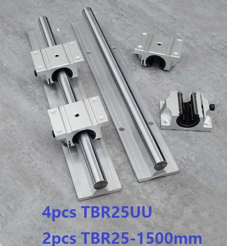 

2pcs TBR25 -L 1500mm support rail linear guide + 4pcs TBR25UU linear bearing blocks for CNC linear rail