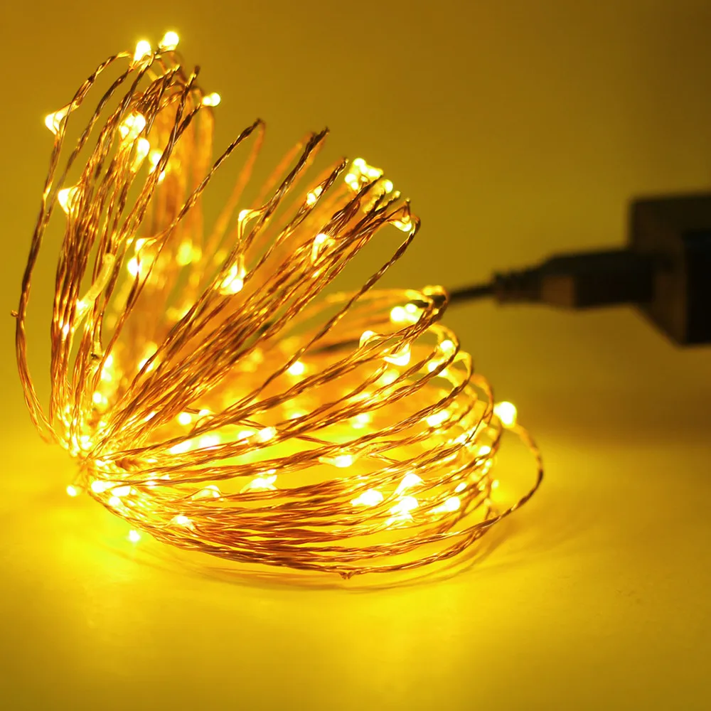 YIYANG 5 м 10 м светодиодный медный провод свет шнура usb зарядка Защита окружающей среды лампа Праздничная Свадебная вечеринка Новогоднее украшение