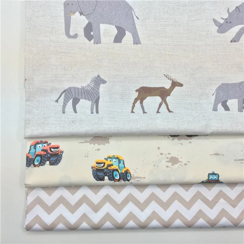 Хлопок саржевая ткань мультфильм животных грузовик camle Ткань шеврон для DIY Мальчик кроватки постельные принадлежности подушки лоскутное Декор ручной работы tela