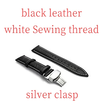 Ремешок для часов из натуральной кожи для samsung Galaxy gear s3 Galaxy 42 мм 46 мм активный ремешок для часов 18 мм 20 м 24 мм кожаный ремешок 22 мм - Цвет ремешка: black silver white