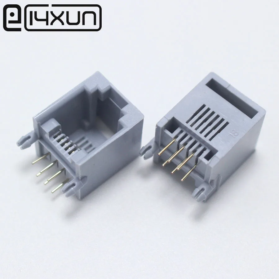 EClyxun 10 шт./лот RJ12 RJ11 Разъем телефона 90 градусов 6 контактный Кристальный женский 6p6c
