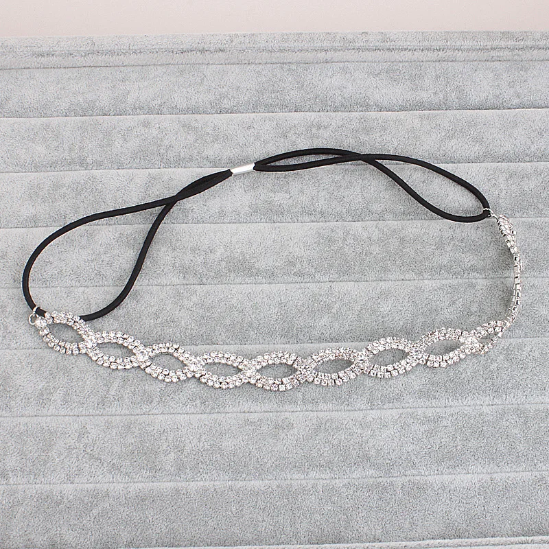Fashion Bridal Crystal Rhinestone Elastic Headband Women White Hair Band DIY Pricess Wedding