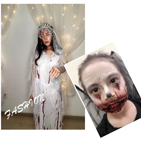 

Dropshipping 30g Halloween Dress Makeup Wax With Scraper Fake Scar Wound Skin Body Face Painting Make Up Tool SMJ
