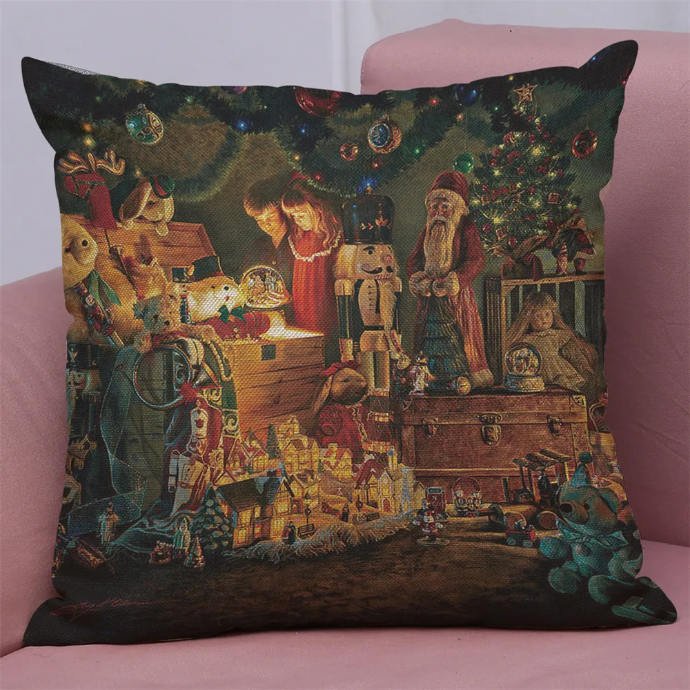 

HOT! New Qualified New Christmas Cotton Linen Pillow Case Sofa Cushion Cover Home Decor Drop Shipping Fe15